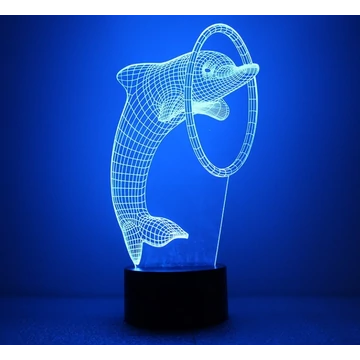 3D figurás LED lámpa, 7 színű éjjeli lámpa, asztali lámpa  delfin