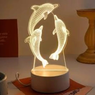 3D LED lámpa mesefigurás éjjeli lámpa delfinek