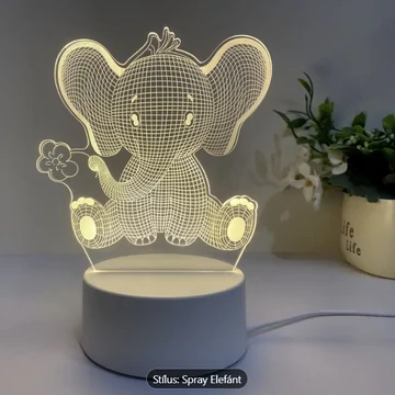 3D LED gyereklámpa Elefáni figurás éjjeli lámpa, asztali lámpa, gyerekszobába
