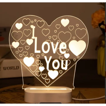 3D LED lámpa figurás éjjelilámpa I love you