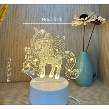 3D LED gyereklámpa Unikornis figurás éjjeli lámpa, asztali lámpa, gyerekszobába