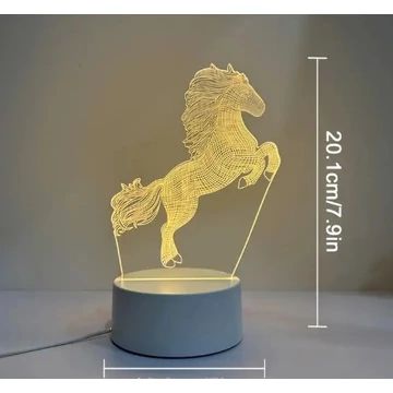 3D LED gyereklámpa ágaskodó ló figurás éjjeli lámpa, asztali lámpa