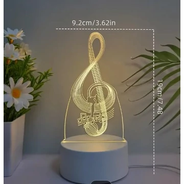 3D LED gyereklámpa violinkulcs figurás éjjeli lámpa, asztali lámpa