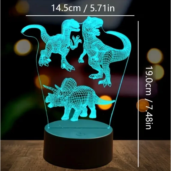 3D LED lámpa mesefigurás éjjeli lámpa dínók