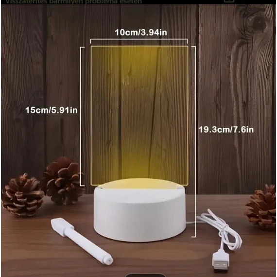 3D LED lámpa írható felülettel üzeneteknek álló éjjeli lámpa, asztali lámpa