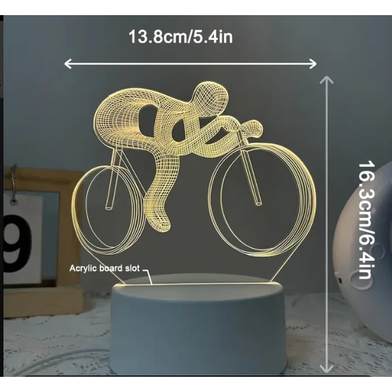  3D LED lámpa kerékpáros éjjeli lámpa, asztali lámpa