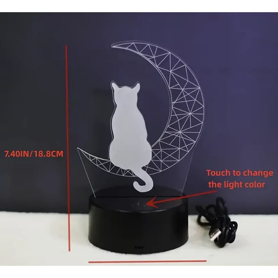 3D LED lámpa cica a Holdon éjjeli lámpa, asztali lámpa