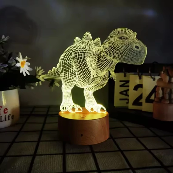3D figurás asztali lámpa, éjjeli lámpa 16 szín távirányítóval T-REX
