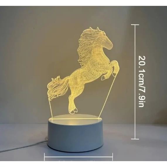 3D LED lámpa mesefigurás éjjeli lámpa vágtató ló
